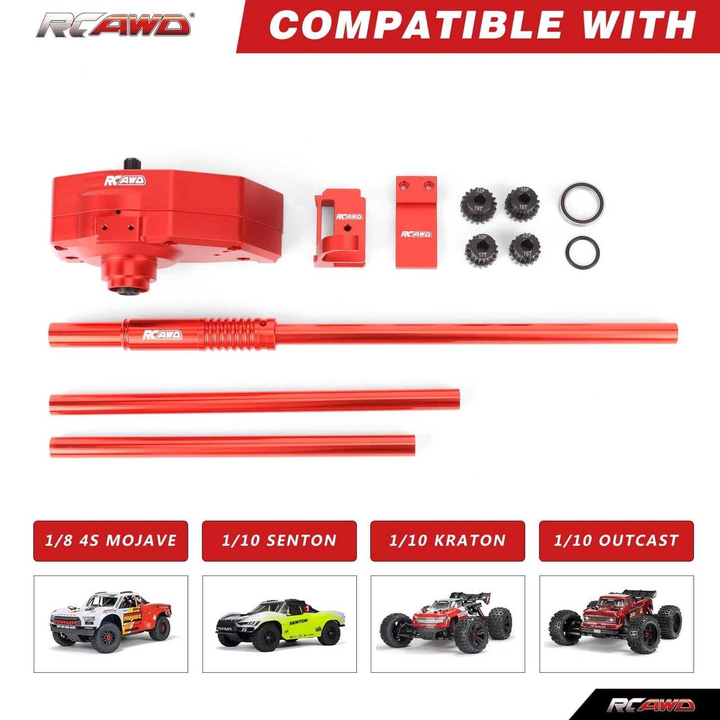 RCAWD ARRMA 4S RCAWD ARRMA 4S Center Differential Assembly With Gearbox Driveshaft Motor Gear
