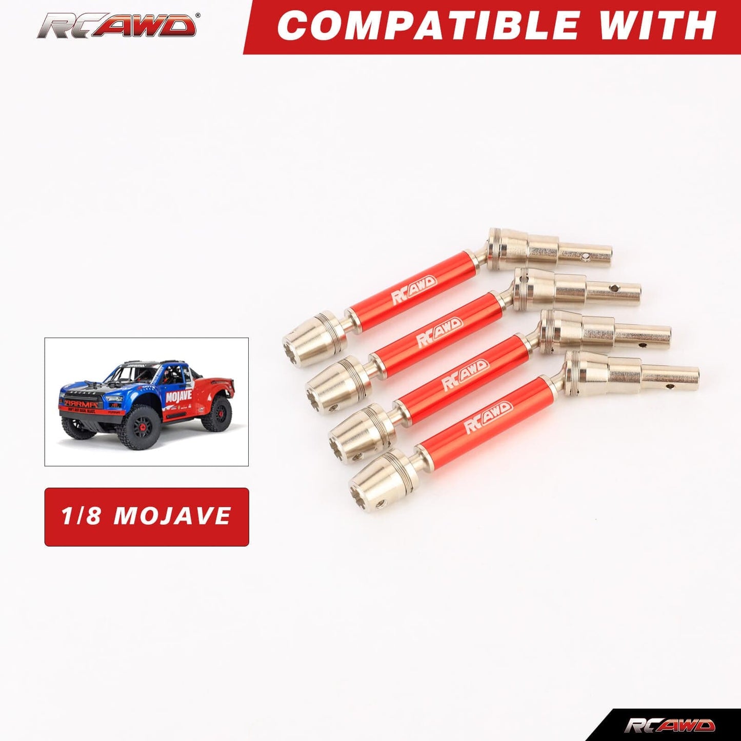 RCAWD ARRMA 4S RCAWD Arrma 4S Mojave Steel Front Rear CVD Driveshaft Set