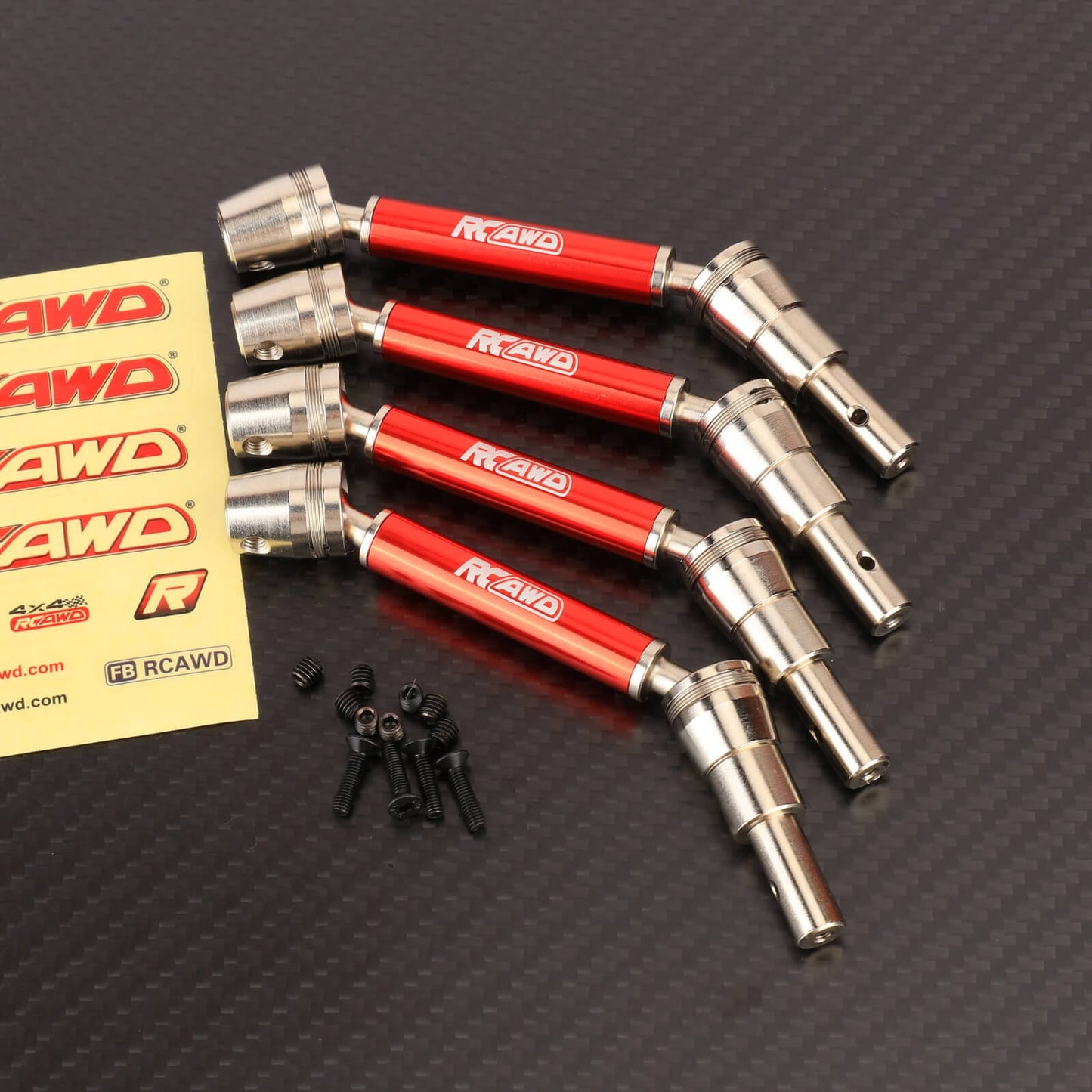 RCAWD ARRMA 4S Red RCAWD Arrma 4S Mojave Steel Front Rear CVD Driveshaft Set