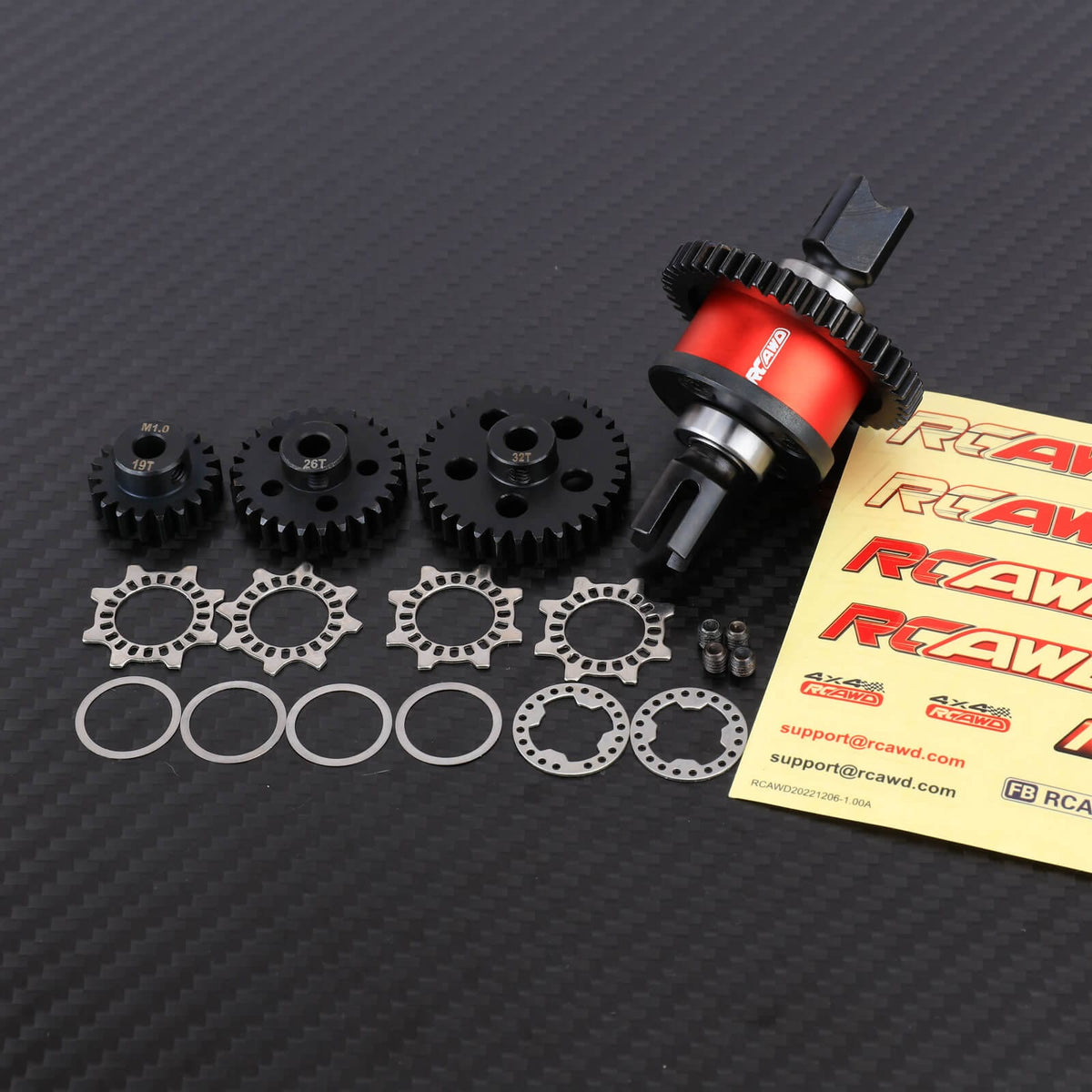 RCAWD ARRMA 6S 43T RCAWD Arrma 6S 41T 43T 46T 50T 52T Center Differential Assemblies Set Convertible Limited Slip