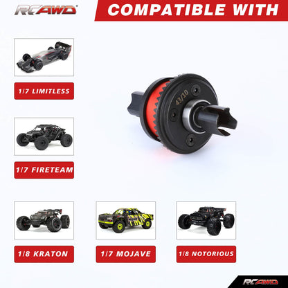 RCAWD ARRMA 6S Active Diff Set RCAWD Arrma 6S Upgrades 40CrMo 43T Active Diff Set