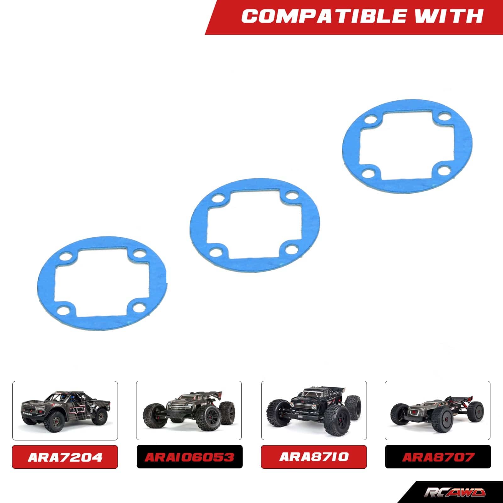 RCAWD ARRMA 6S Diff Gasket RCAWD ARRMA 1/7 1/8 EXB Non-Asbestos Diff Gasket 3PCS ARA310982