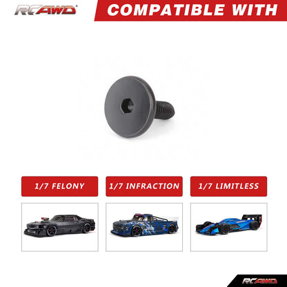 RCAWD ARRMA 6S Front bumper Screws RCAWD ARRMA 6S Front Splitter M3 8MM Large Head Screws