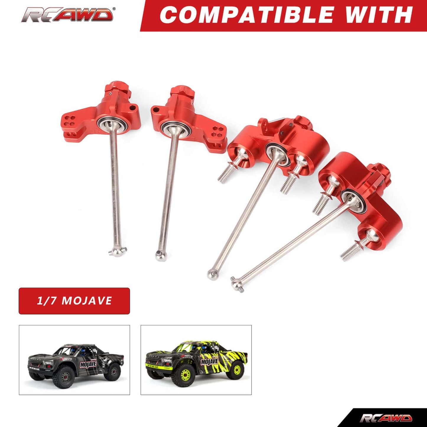 RCAWD ARRMA 6S RCAWD Alum Alloy Front Steering Knuckle Rear Hub Carrier Set For Arrma 1/7 1/8 6S Upgrade Parts