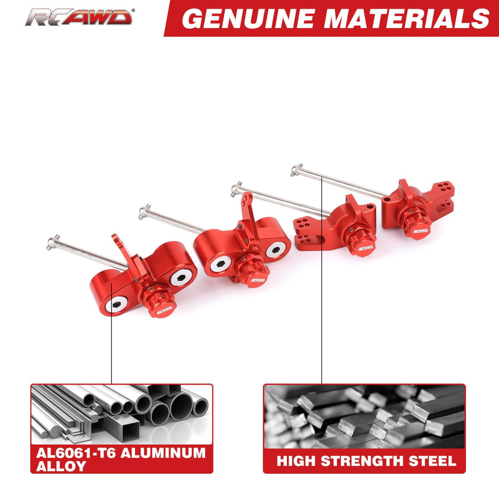 RCAWD ARRMA 6S RCAWD Alum Alloy Front Steering Knuckle Rear Hub Carrier Set For Arrma 1/7 1/8 6S Upgrade Parts