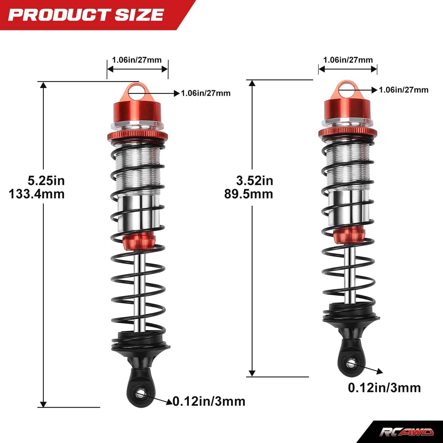 RCAWD ARRMA 6S RCAWD Arrma 117mm 134MM Front Rear Shock Absorber 5mm shaft 16mm Bore
