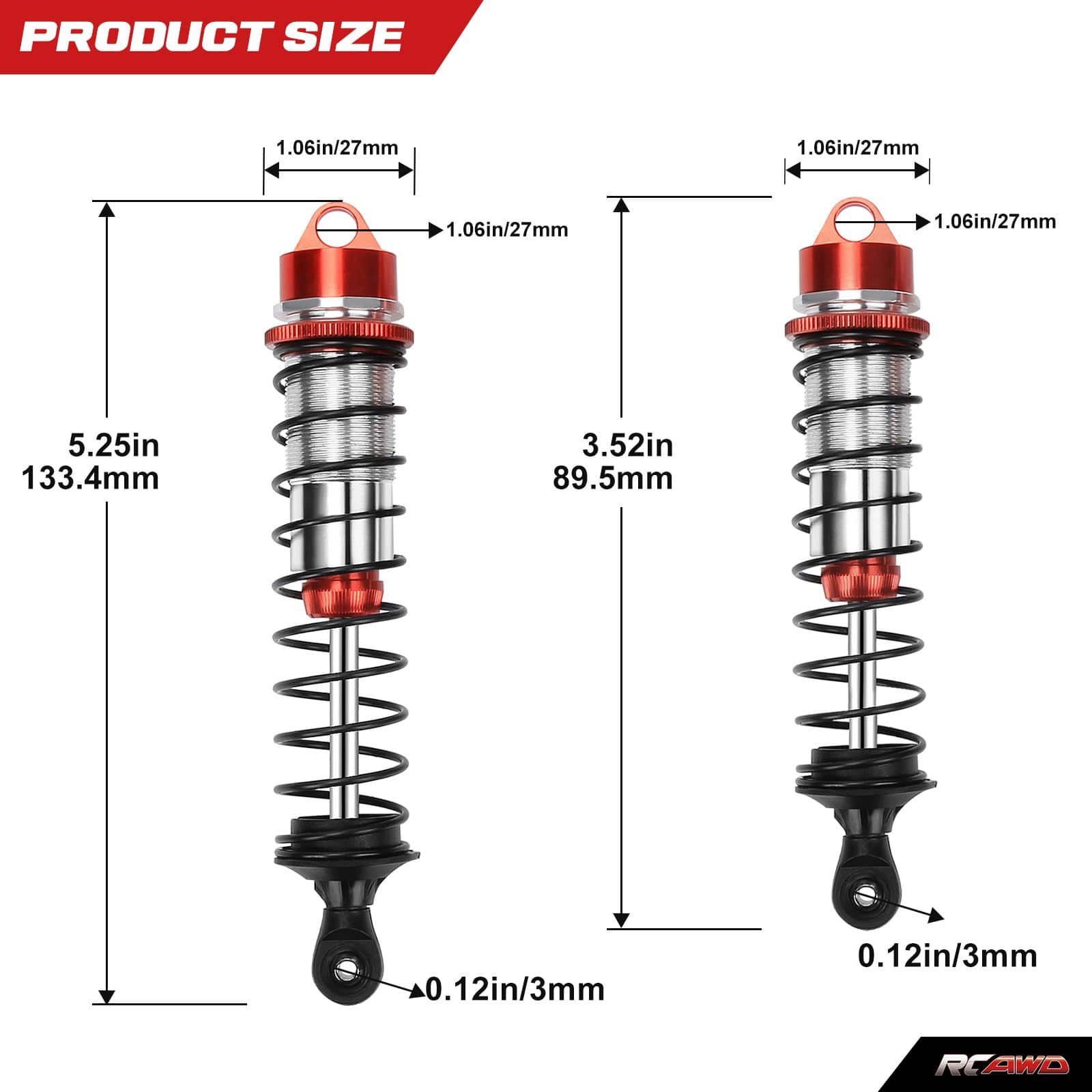 RCAWD ARRMA 6S RCAWD Arrma 117mm 134MM Front Rear Shock Absorber 5mm shaft 16mm Bore