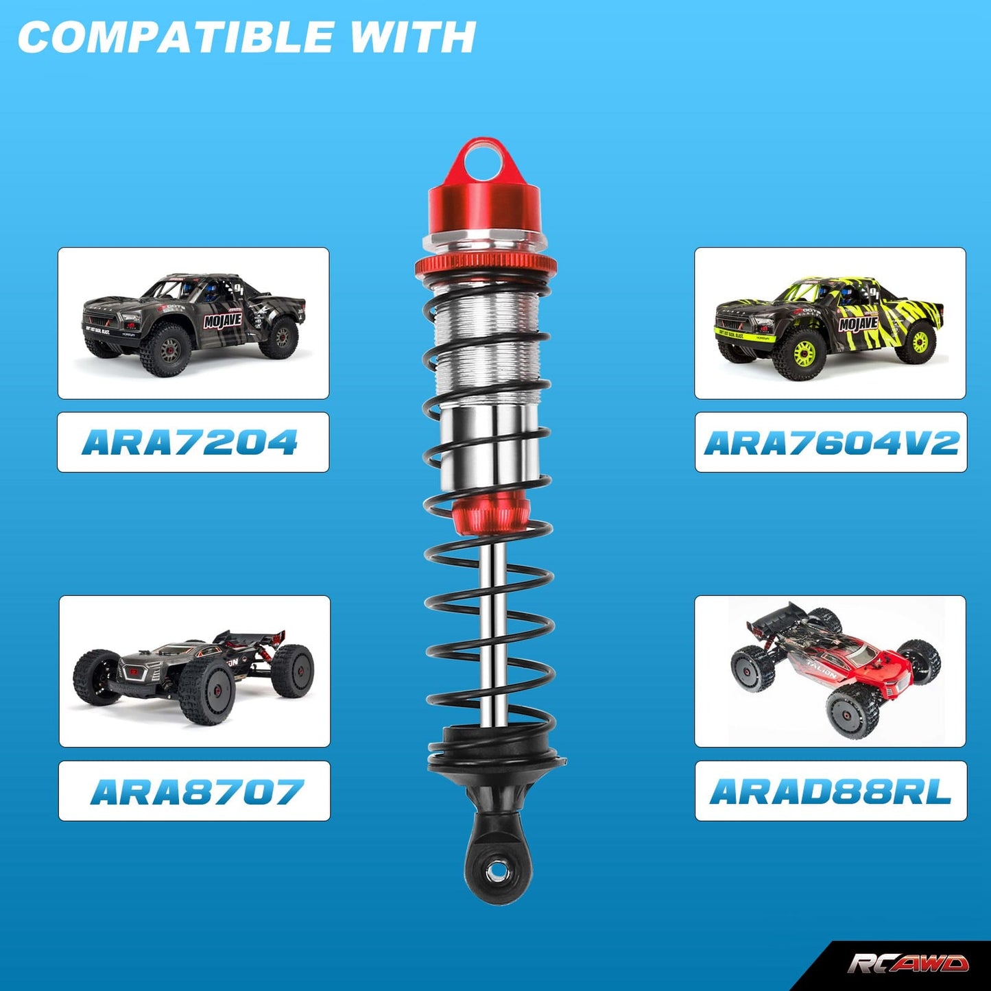 RCAWD ARRMA 6S RCAWD Arrma 6s big bore shocks for Mojave 6s blx talion senton  4WD RTR 4pcs Red