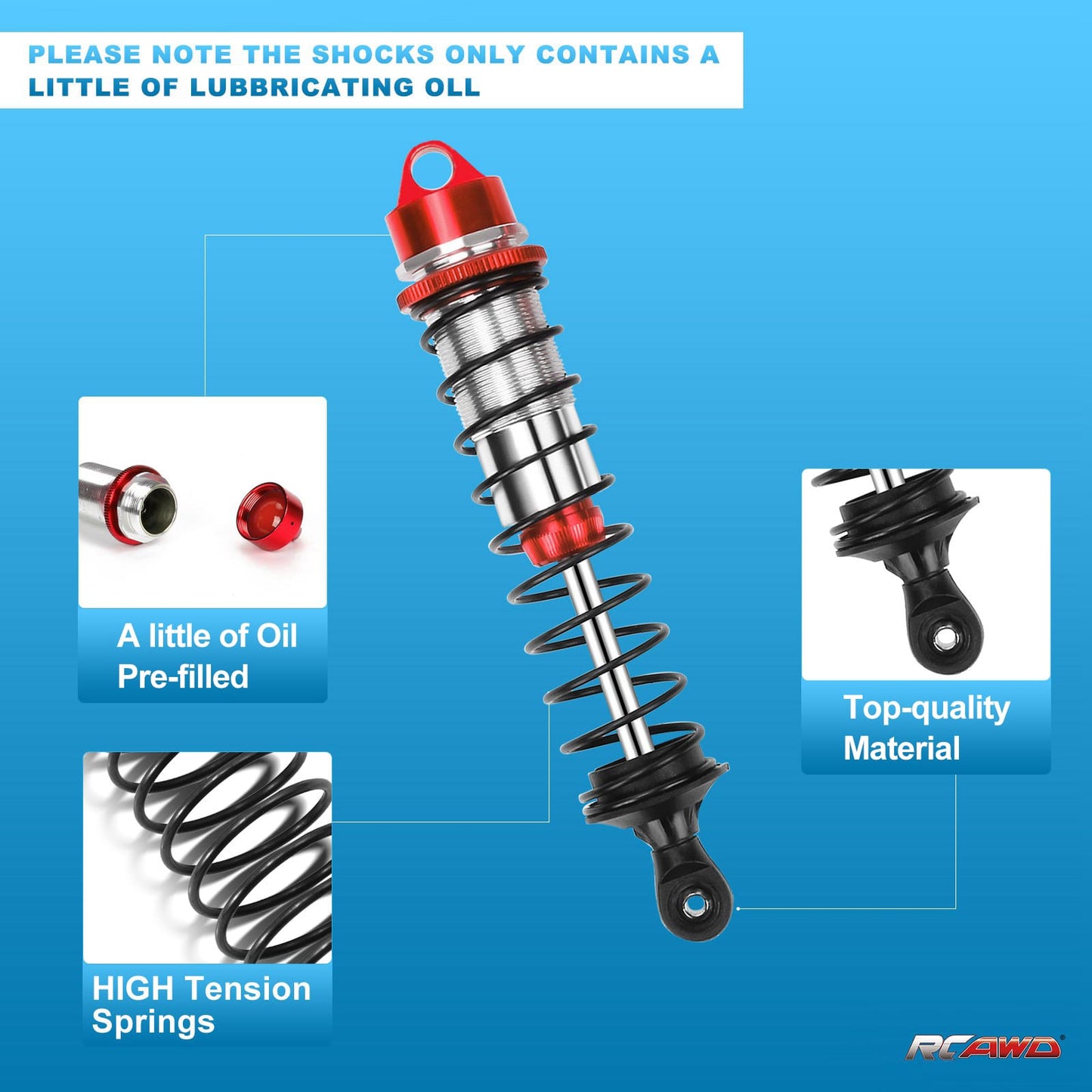 RCAWD ARRMA 6S RCAWD Arrma 6s big bore shocks for Mojave 6s blx talion senton  4WD RTR 4pcs Red
