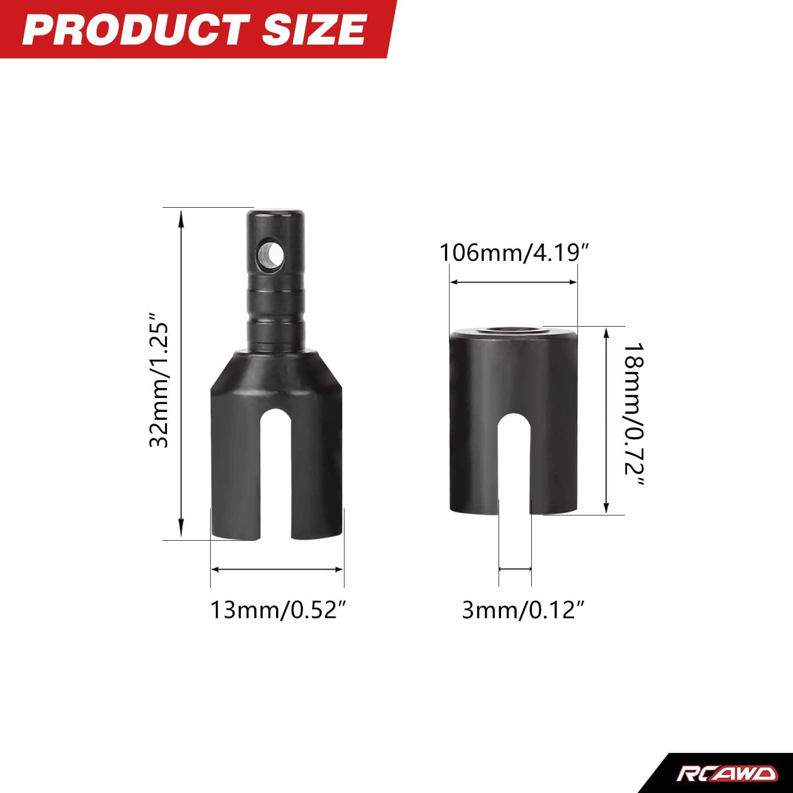 RCAWD ARRMA 6S RCAWD Arrma 6S EXB Steel Diff Outdrive Output Cups Set with Input Shaft Cup