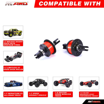 RCAWD ARRMA 6S RCAWD Arrma 6S RTR 38T 42T 45T Front Rear Diff Set with 9T 14T 15T Input Gear