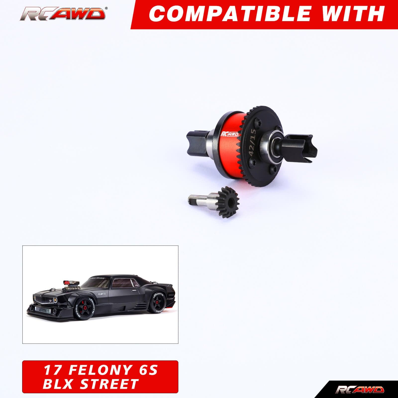 RCAWD ARRMA 6S RCAWD Arrma 6S Upgrades 42T Front Rear Diff Set with 15T Input Gear