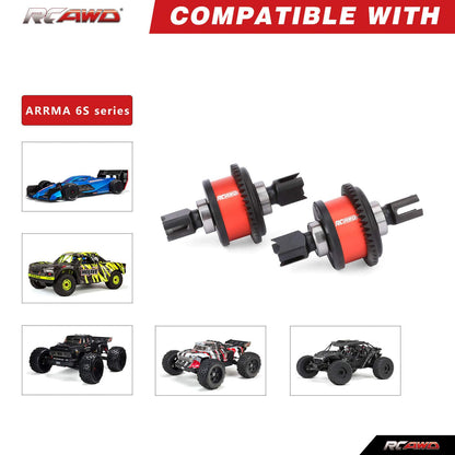 RCAWD ARRMA 6S RCAWD Arrma GP4 43T/12T 40CR Front Rear Differential Set with Limited Slip Kit for Arrma 6S Upgrade Parts