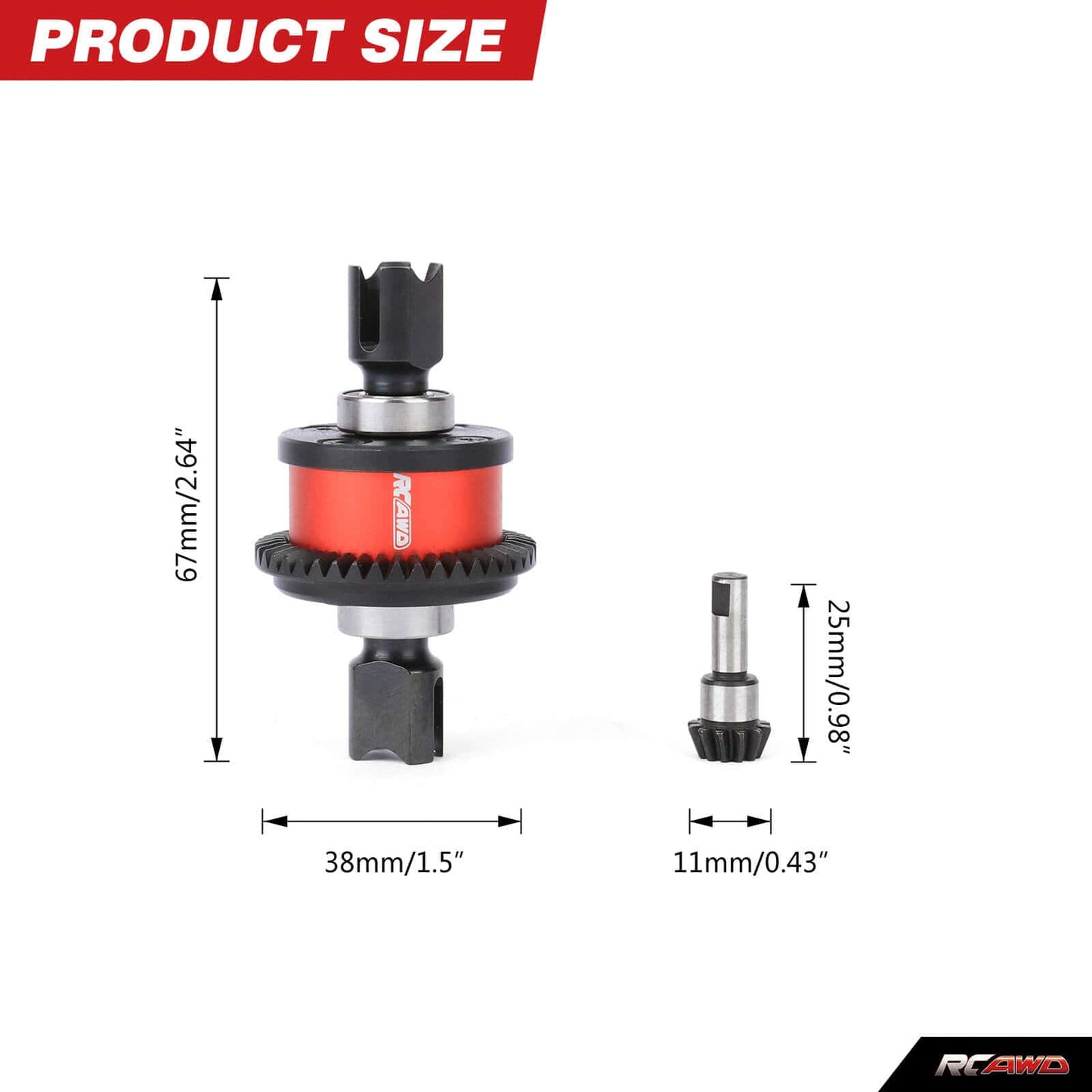 RCAWD ARRMA 6S RCAWD Arrma GP4 43T/12T 40CR Front Rear Differential Set with Limited Slip Kit for Arrma 6S Upgrade Parts