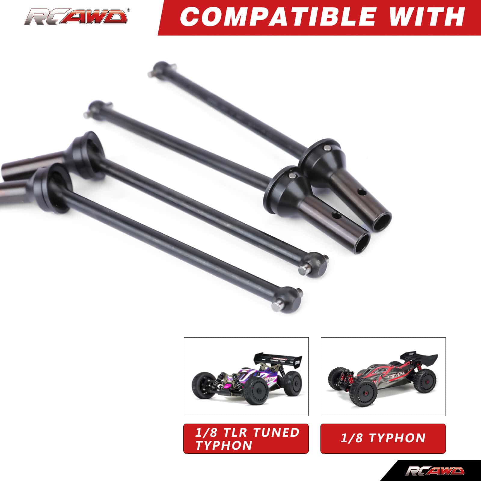 RCAWD ARRMA 6S RCAWD Typhon 126MM Alum Alloy CVD Drive Shaft Set For Arrma 1/8 6S Upgrade Parts