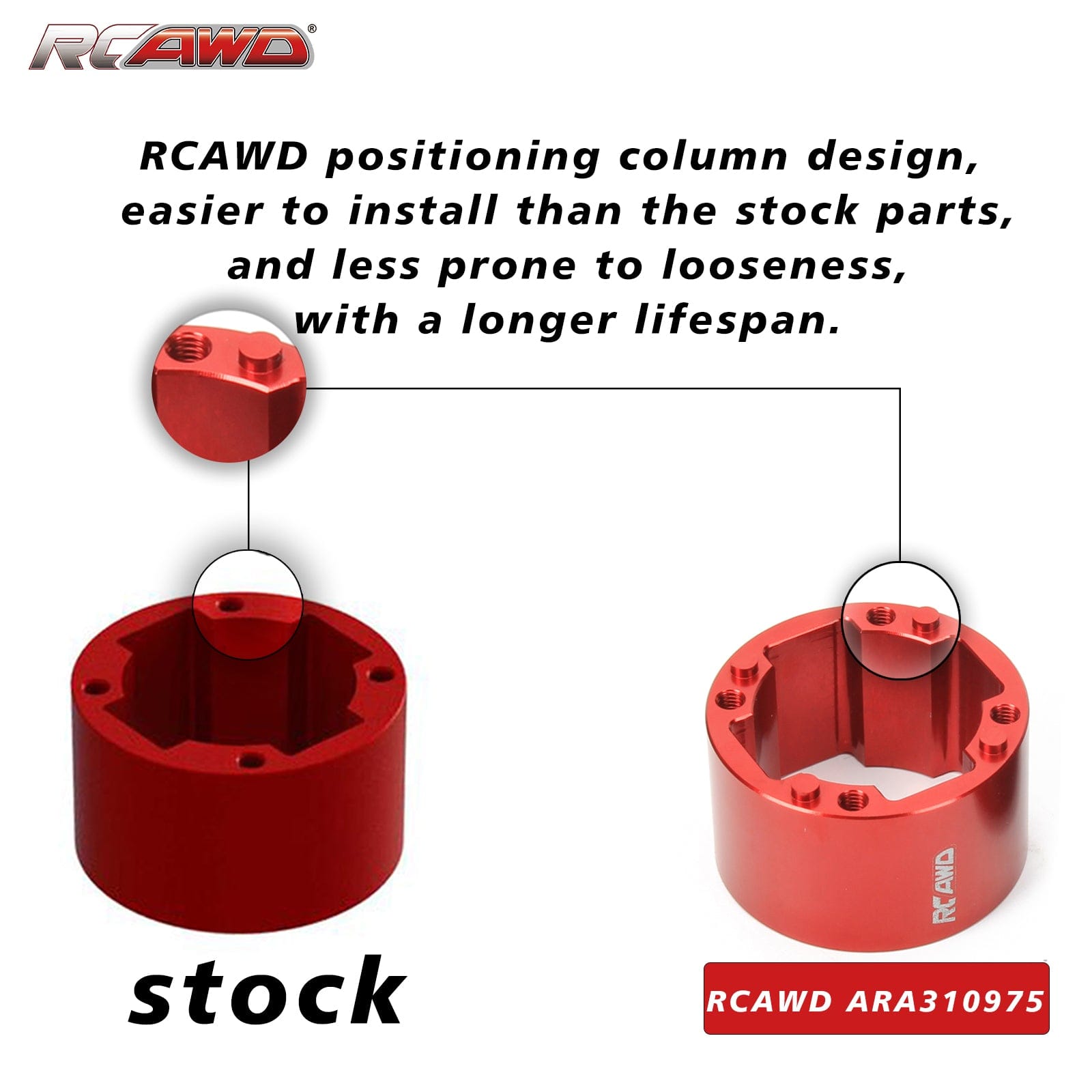 RCAWD ARRMA 6S Red RCAWD Arrma 8s Upgrades Alloy Diff Case Set ARA310975R