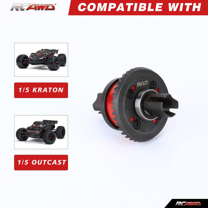 RCAWD ARRMA 8S 39T diff 12t diff gear set RCAWD Arrma 1/5 Kraton Outcast 8S Diff Set 39T 12T ARA310937R