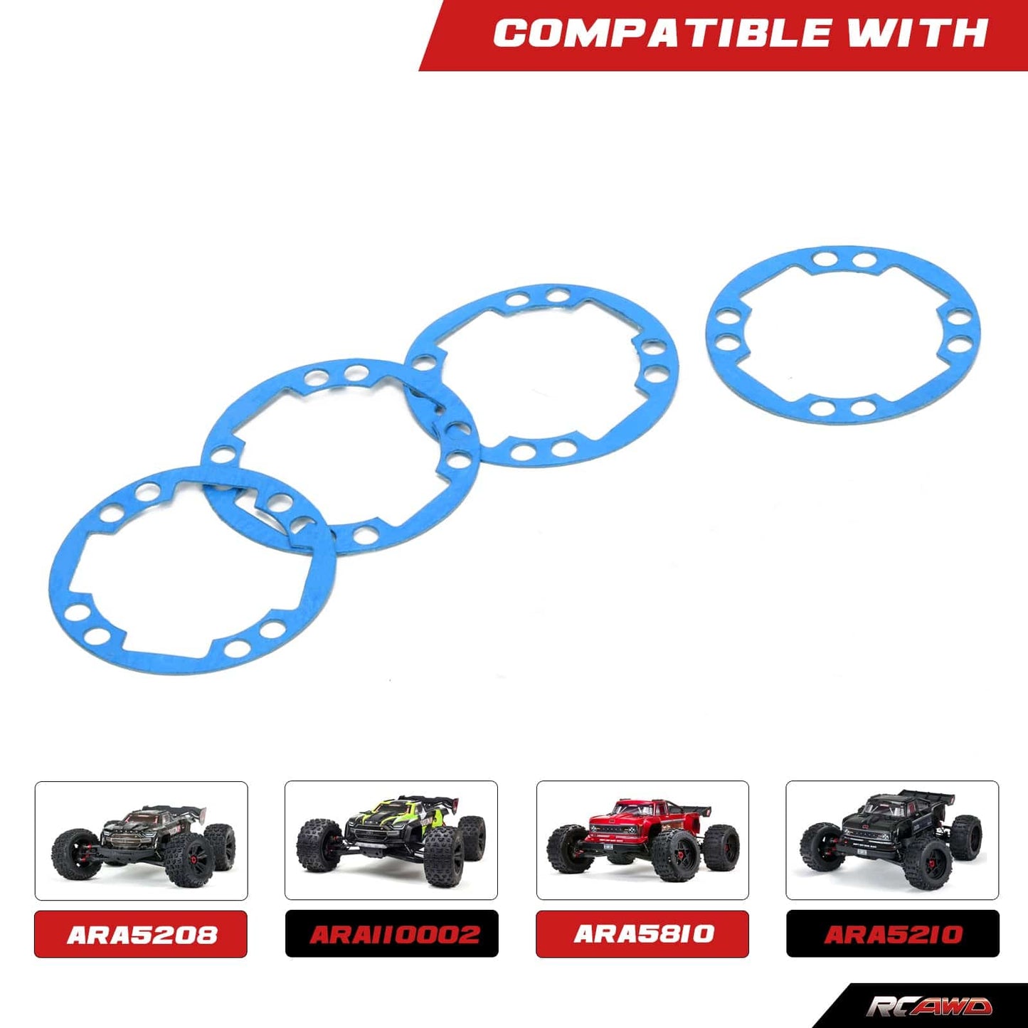 RCAWD ARRMA 8S Diff Gaskets RCAWD Arrma 1/5 Kraton Outcast 8S Upgrades Non Asbestos Diff Gaskets 4pcs