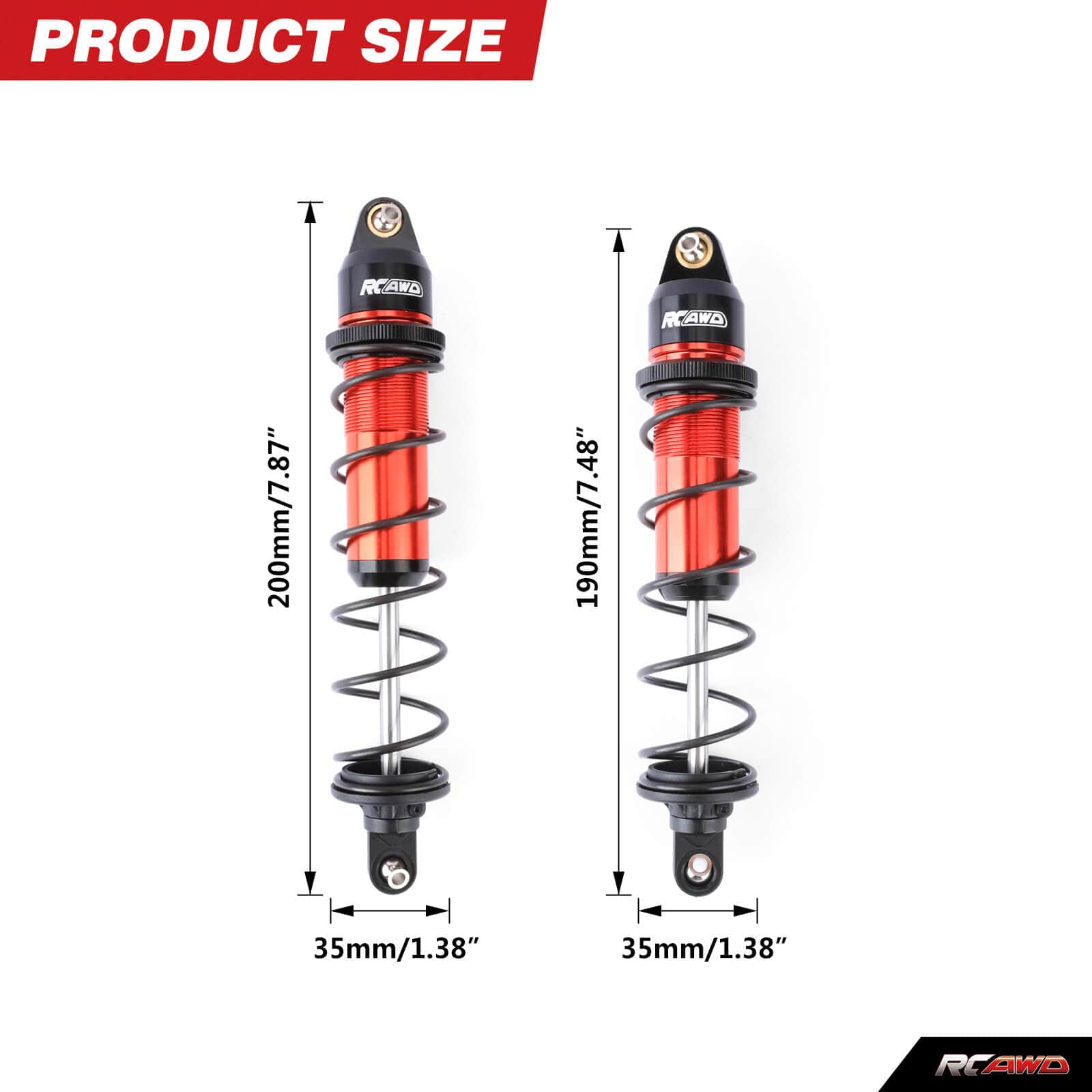 RCAWD ARRMA 8S Red RCAWD ARRMA 1/5 Kraton 6mm Axle Front Rear Shocks Absorber Set