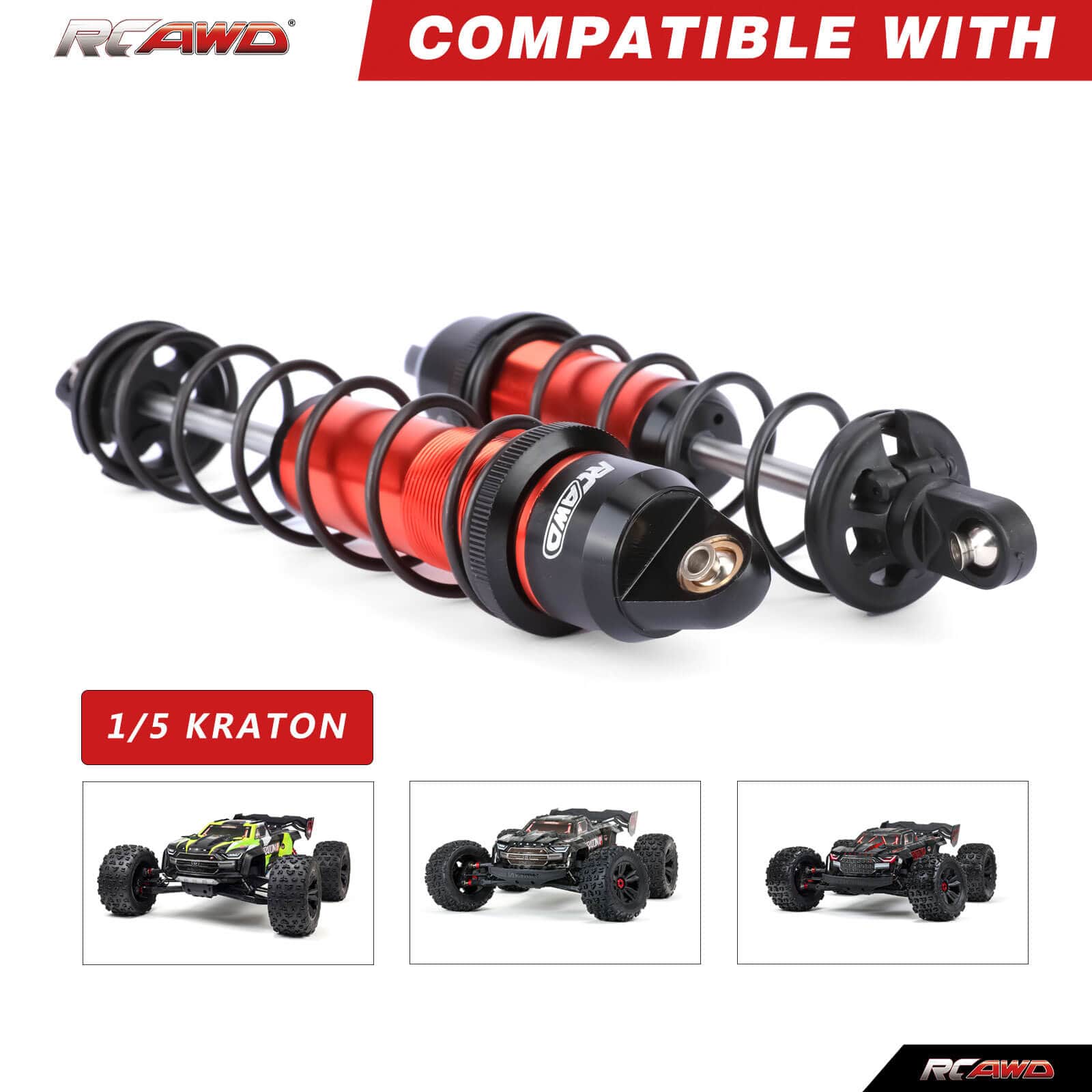 RCAWD ARRMA 8S Red RCAWD ARRMA 1/5 Kraton 6mm Axle Front Rear Shocks Absorber Set
