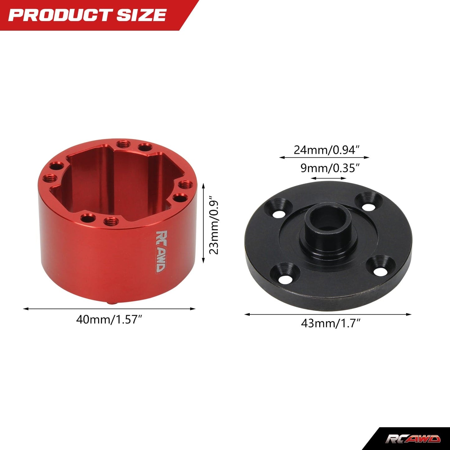 RCAWD ARRMA 8S Red RCAWD Arrma 1/5 Kraton Outcast 8S Alloy Diff Case Set ARA310975R