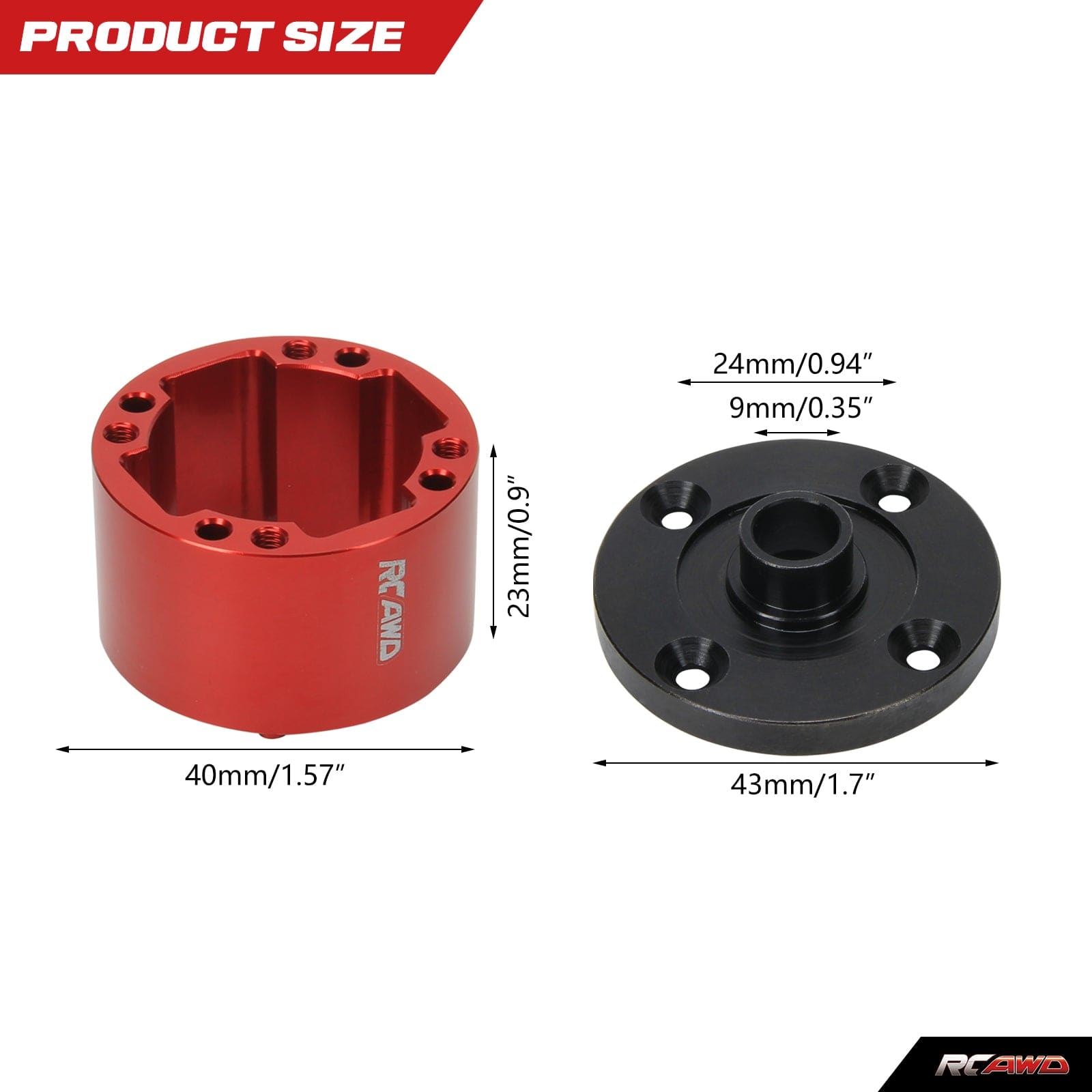 RCAWD ARRMA 8S Red RCAWD Arrma 1/5 Kraton Outcast 8S Alloy Diff Case Set ARA310975R