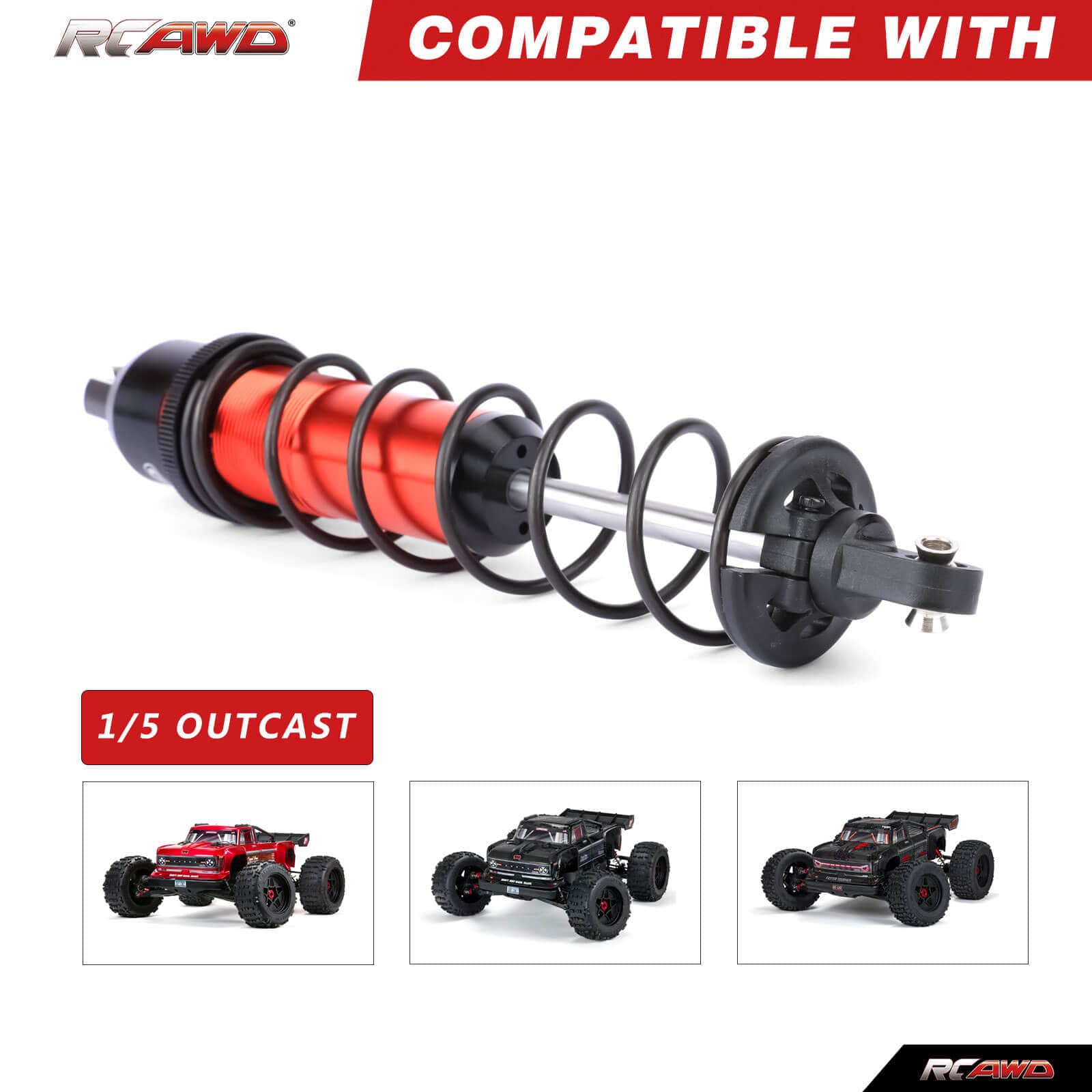 RCAWD ARRMA 8S Red RCAWD ARRMA 1/5 Outcast 6mm Axle 188mm Shocks Absorber Damper Set