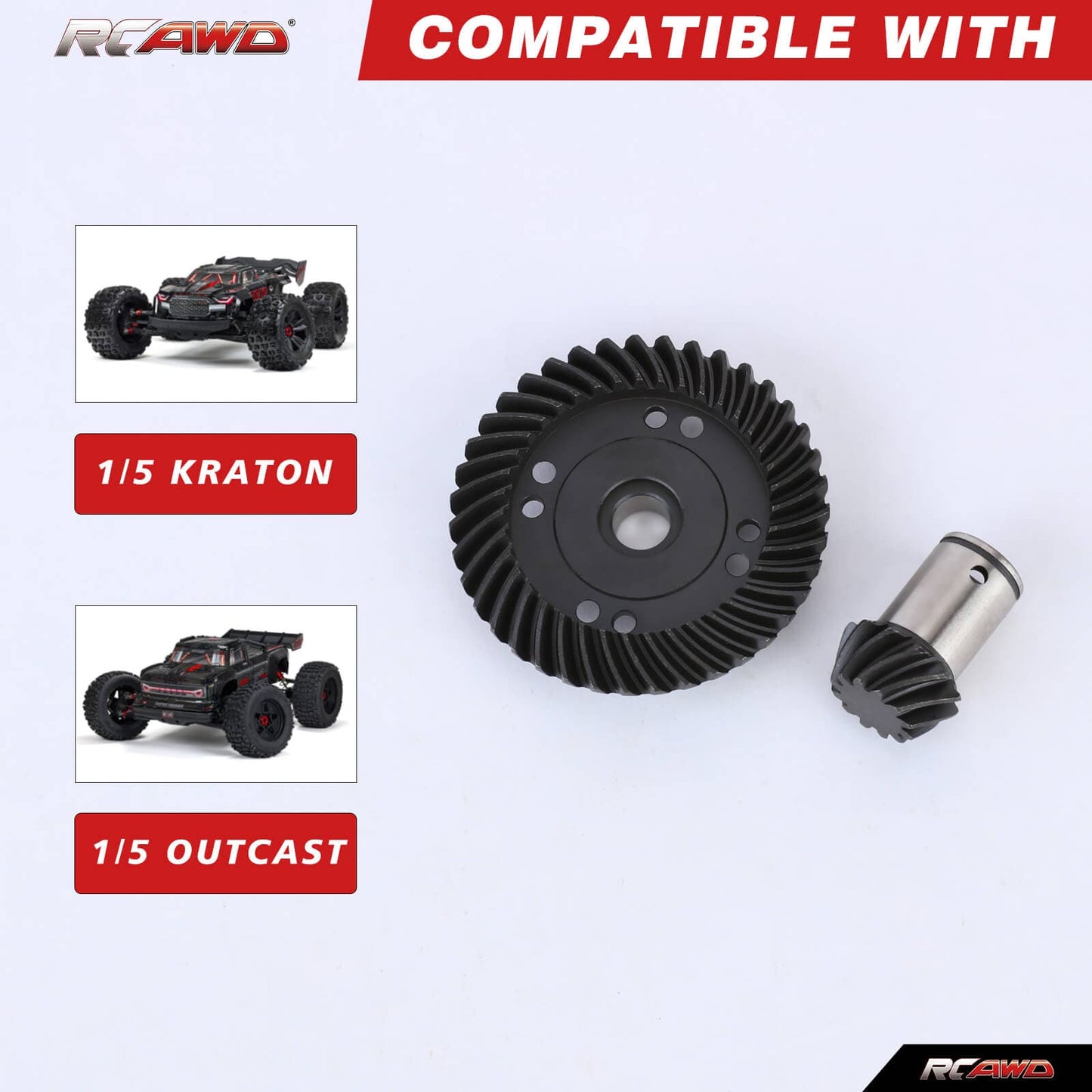 RCAWD ARRMA 8S Spiral Bevel Gear RCAWD Arrma 1/5 Kraton Outcast 8S 39T 12T Spiral Bevel Gear