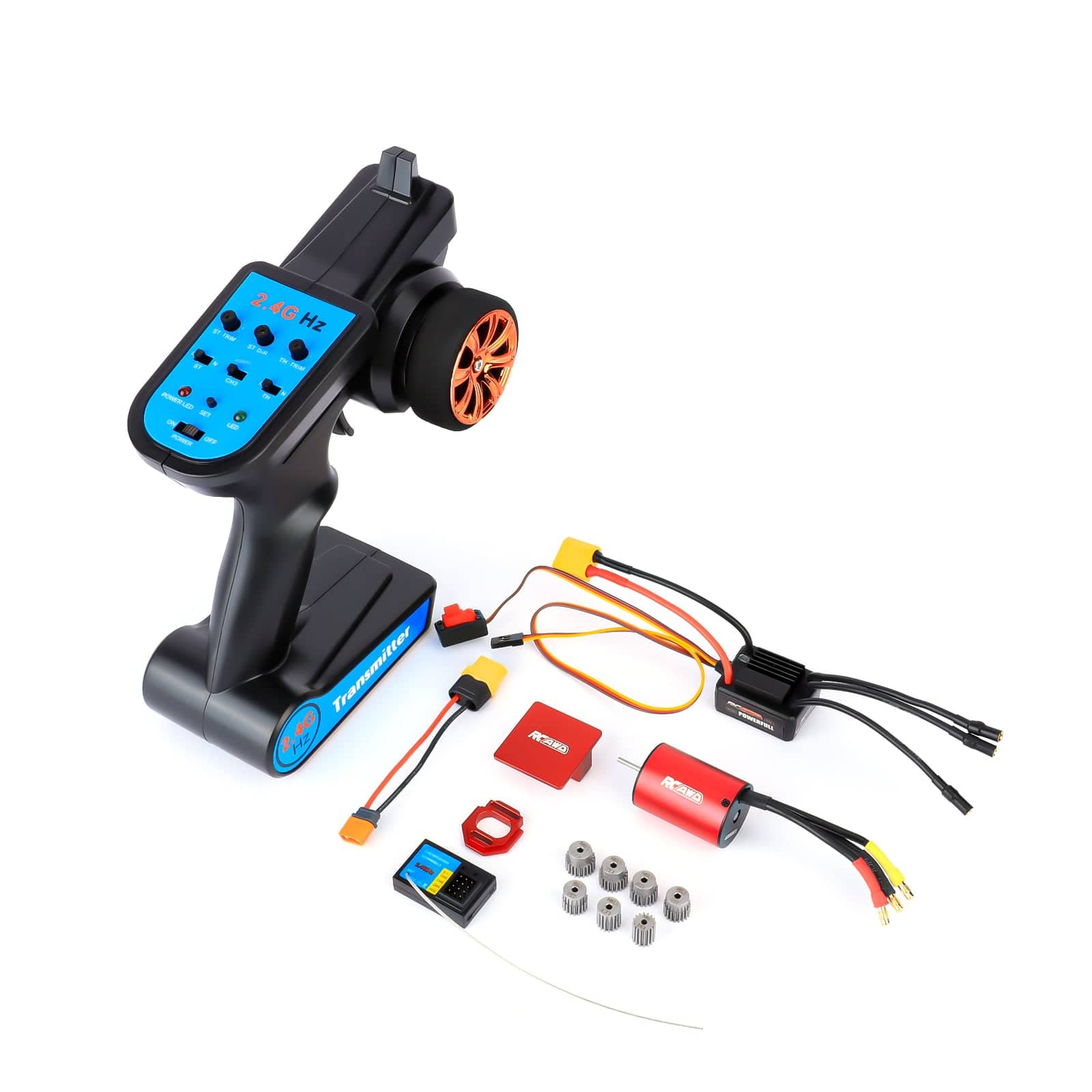 RCAWD Arrma GROM 3 Channel / 4000KV Motor RCAWD Multi Channel RC Transmitter IPX4 Splash Proof Receiver Set with Brushless Motor