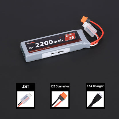 RCAWD Arrma GROM 7.4V 2200MAH 16.28Wh 35C 2S RCAWD Arrma Grom 2S 7.4V 2200mAh Battery Set With IC2 Plug