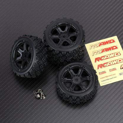 RCAWD Arrma GROM RCAWD 38g/pc 72MM Nylon Wheel Rim Rubber Tires Set For Arrma 1/18 Typhon Grom Mega