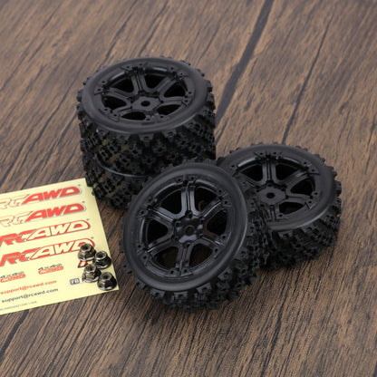 RCAWD Arrma GROM RCAWD 38g/pc 72MM Nylon Wheel Rim Rubber Tires Set For Arrma 1/18 Typhon Grom Mega