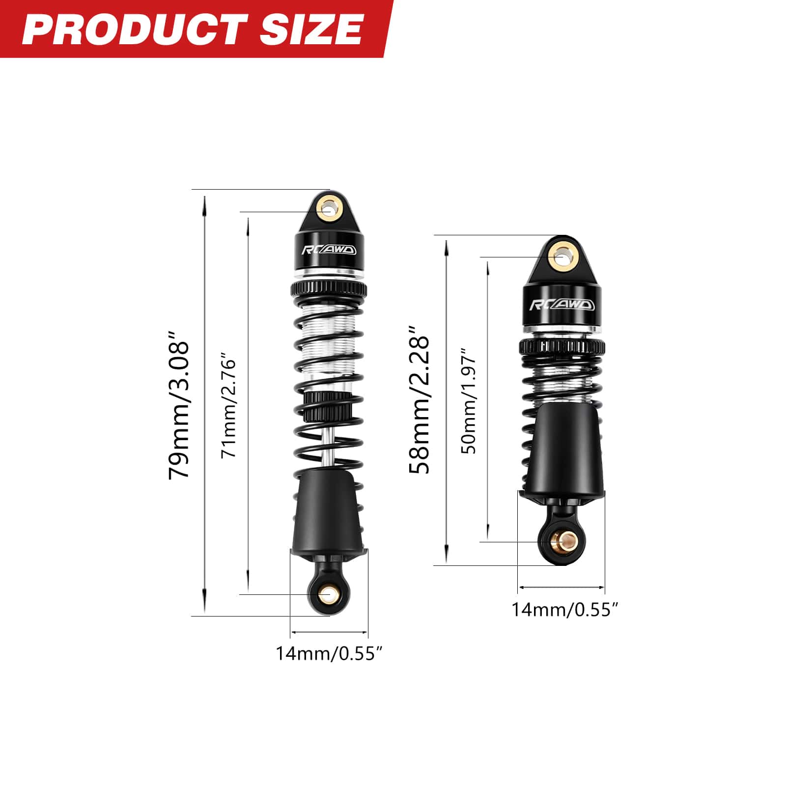 RCAWD Arrma GROM RCAWD ARRMA GORGON QUAKE GROM 71MM Front Rear Shocks Absorber