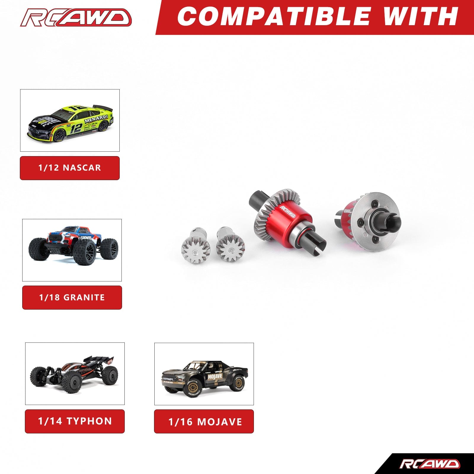 RCAWD Arrma GROM RCAWD ARRMA Grom 30T Front Rear Oil Filled Differential Assembly With 12T Input Gear