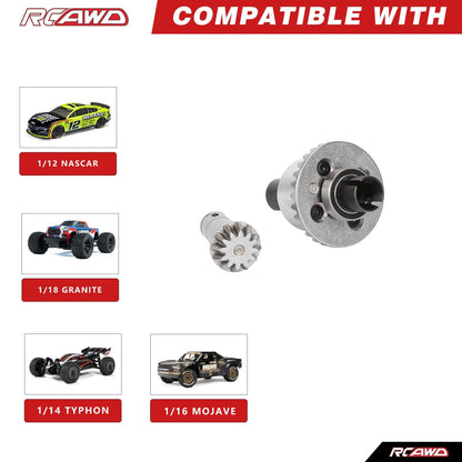 RCAWD Arrma GROM RCAWD ARRMA Grom 30T Front Rear Oil Filled Differential Assembly With 12T Input Gear Silver