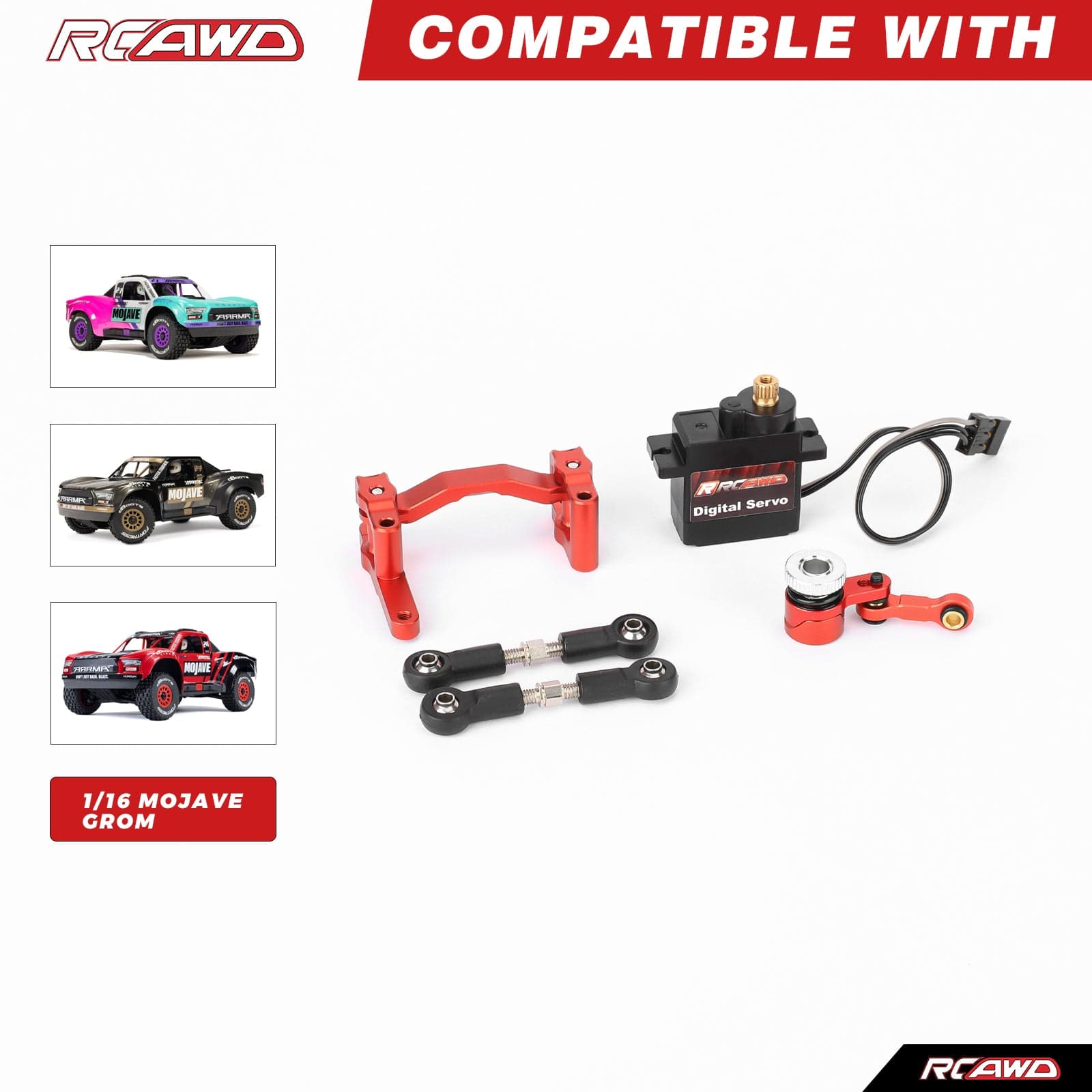RCAWD Arrma GROM RCAWD ARRMA MOJAVE Grom Servo Saver Set with 20T Buffer Servo Arm