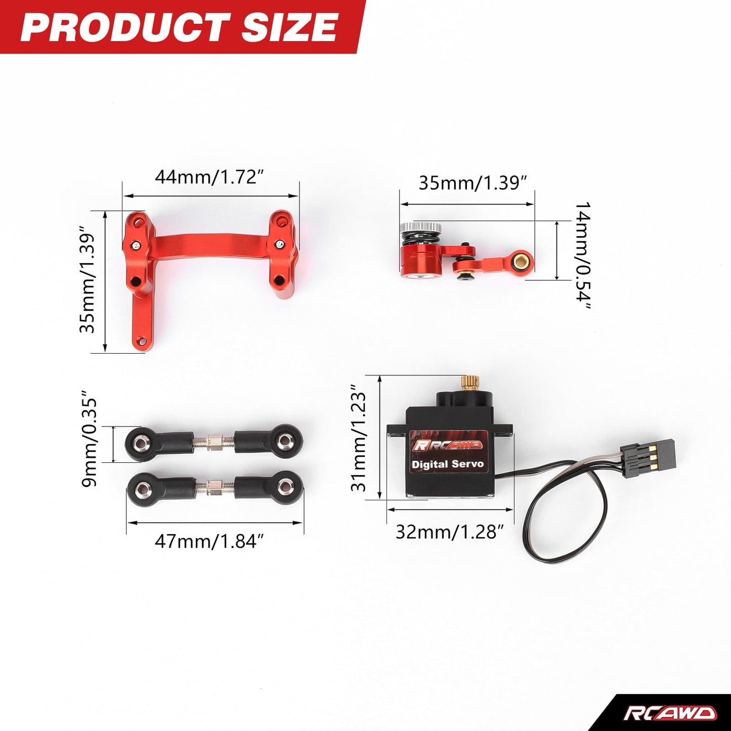 RCAWD Arrma GROM RCAWD ARRMA MOJAVE Grom Servo Saver Set with 20T Buffer Servo Arm