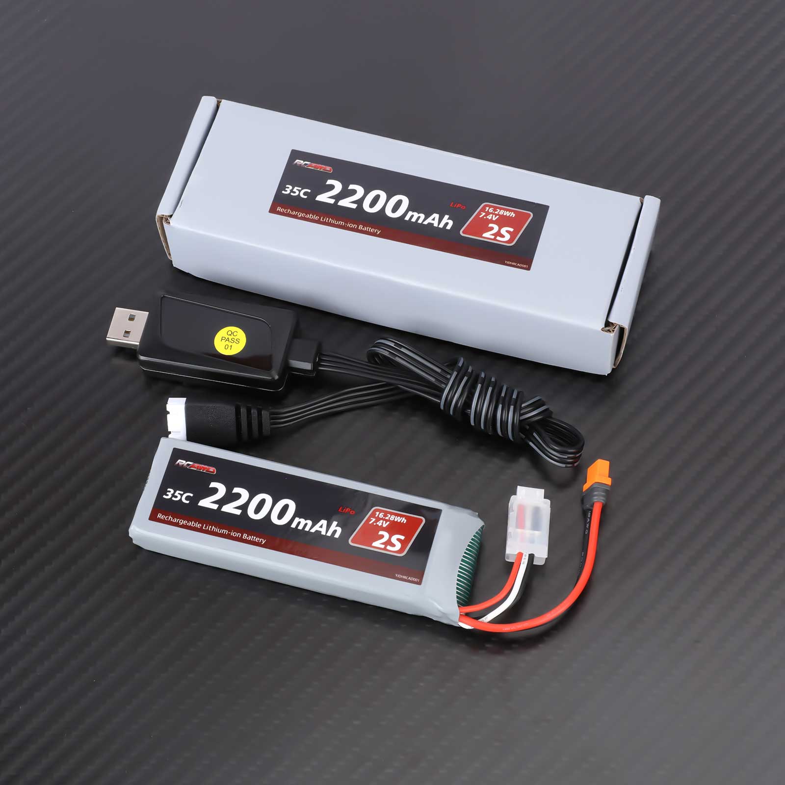 RCAWD Arrma GROM Upgrade Parts 7.4V 2200MAH 16.28Wh 35C 2S RCAWD Arrma Grom 2S 7.4V 2200mAh Battery Set With IC2 Plug