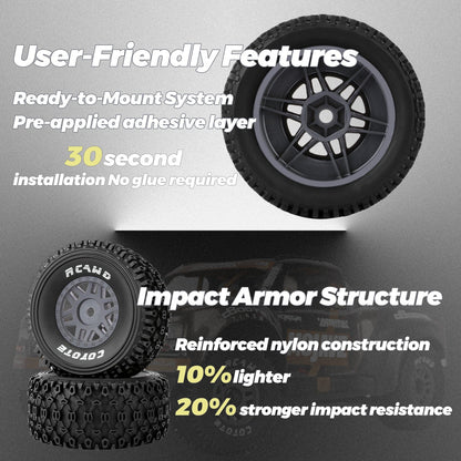 RCAWD ARRMA MOJAVE 4S RCAWD ARRMA MOJAVE 4S All Terrain Adaptation Pre Glued Wheel Tires