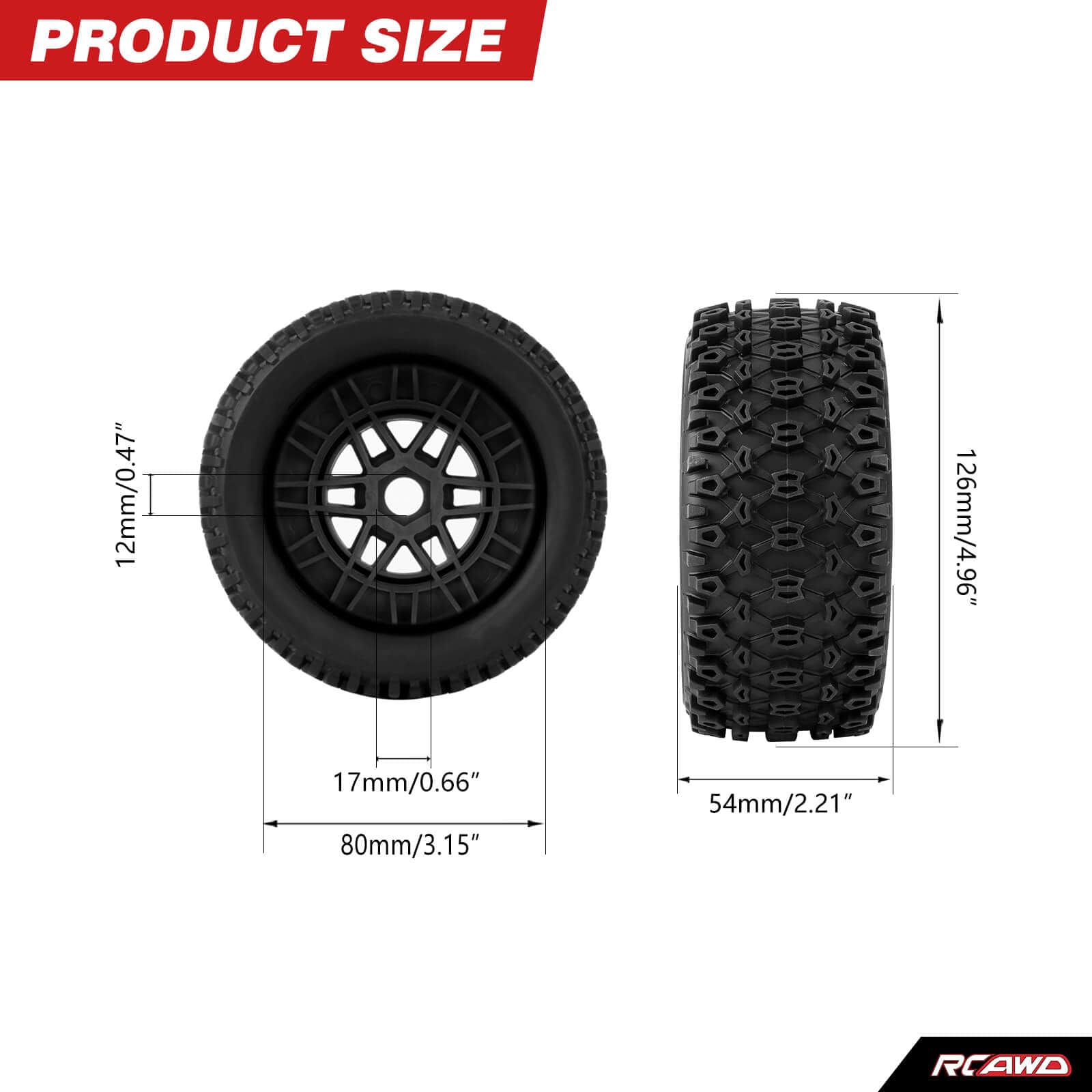 RCAWD ARRMA MOJAVE 4S RCAWD ARRMA MOJAVE 4S All Terrain Adaptation Pre Glued Wheel Tires
