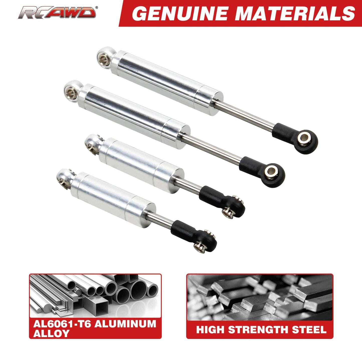 RCAWD Axial 1/18 Yeti Jr Shocks Absorber oil - filled type Aluminum 72mm 102mm - RCAWD