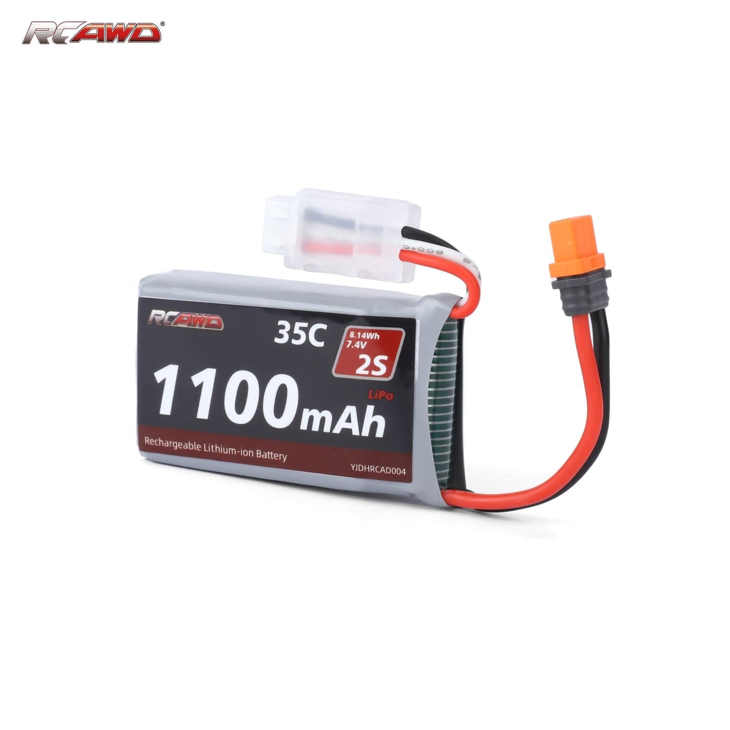 RCAWD Axial 7.4V 1100MAH 8.14Wh 35C 2S RCAWD Losi Axial 7.4V 1100mAh Battery Set with EC2 to IC2 adapter