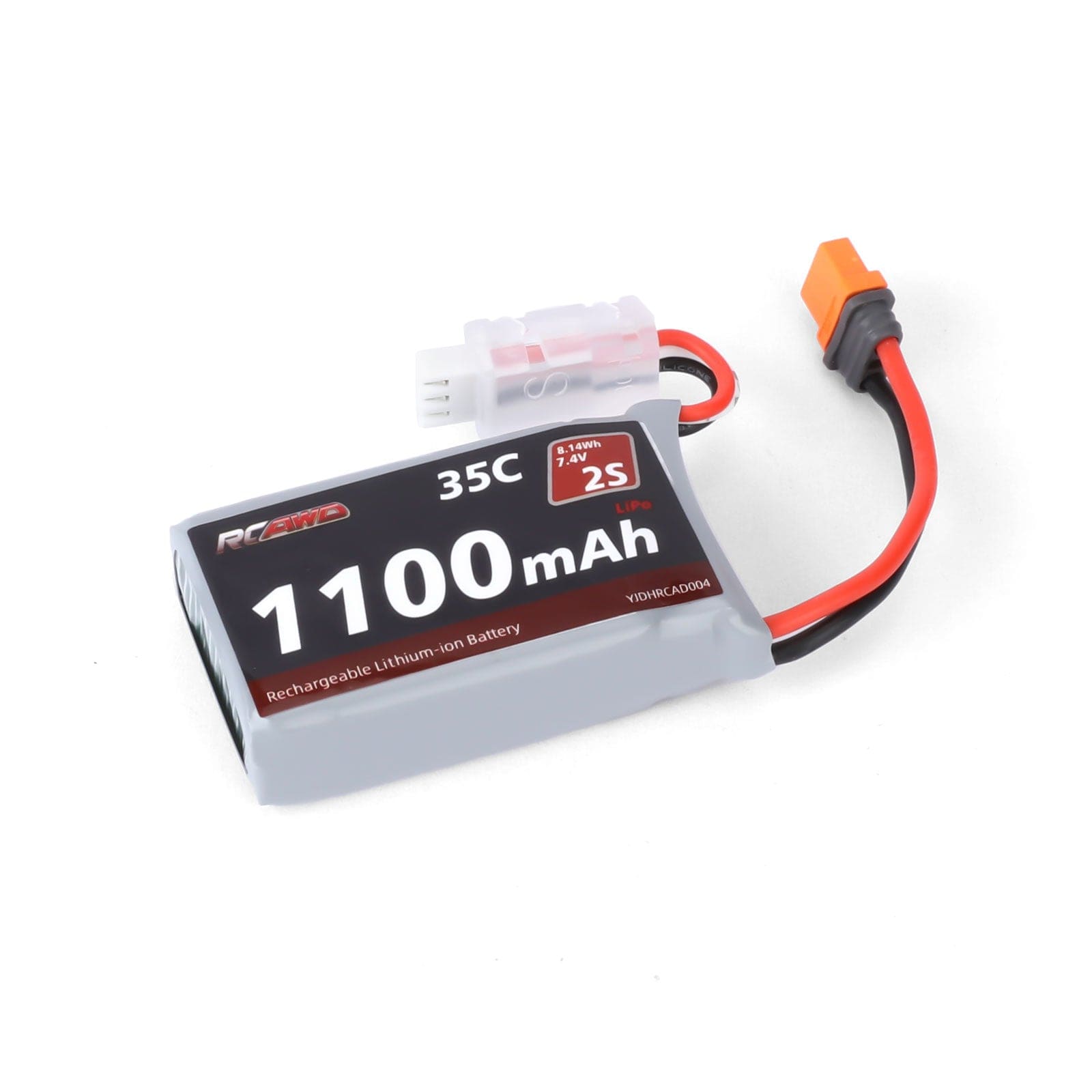 RCAWD Axial 7.4V 1100MAH 8.14Wh 35C 2S RCAWD Losi Axial 7.4V 1100mAh Battery Set with EC2 to IC2 adapter