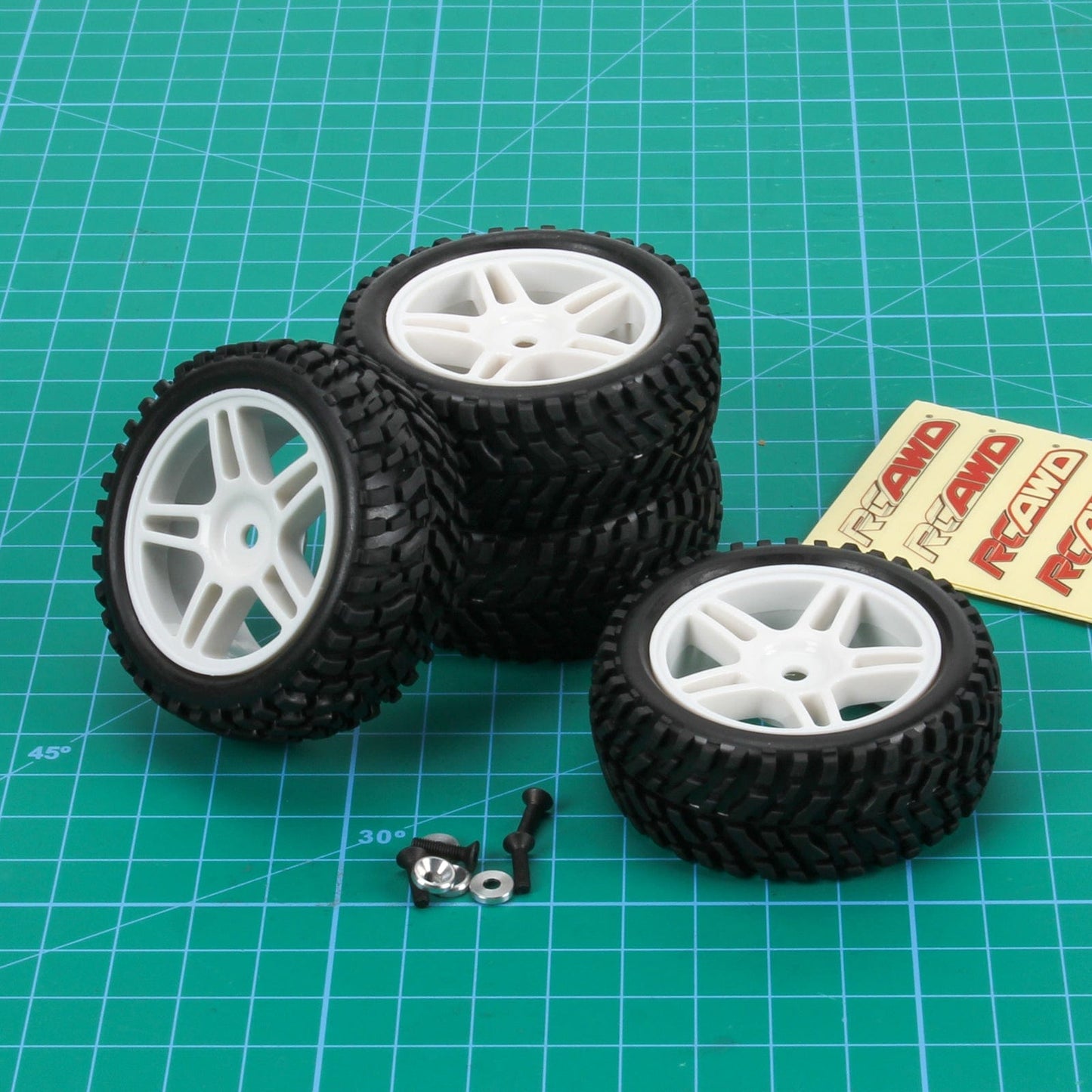 RCAWD Axial AXI31594 White RCAWD Axial AXI31594 Upgrades Wheel Rim & Rubber Tire for 1/18 Yeti Jr Can-Am Maverick