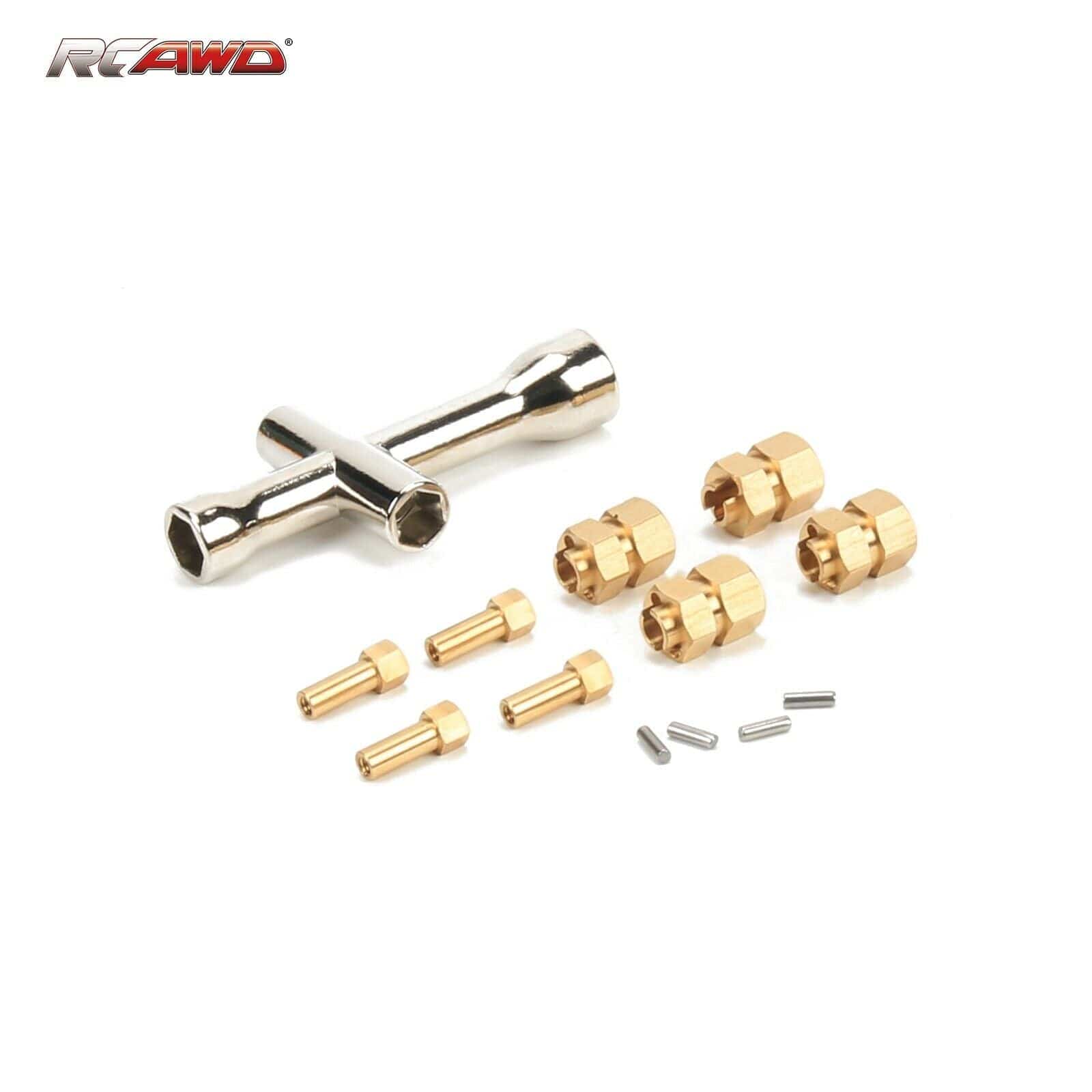 RCAWD Axial Counterweight Brass H7*9.5mm Wheel Hex Hub for scx24 ax24 Crawlers - RCAWD