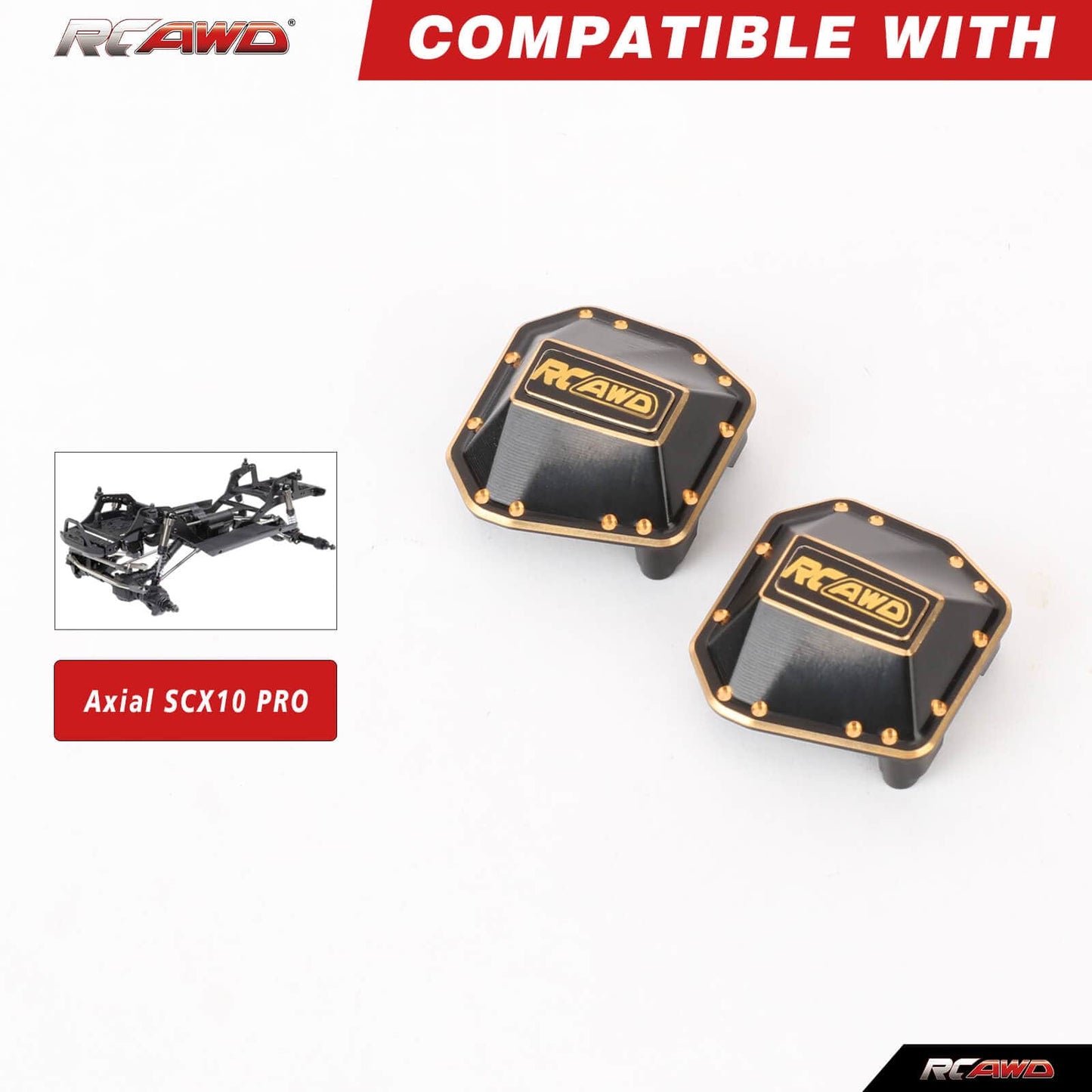 RCAWD AXIAL SCX10 Front Rear Brass Axle Cover RCAWD Front Rear Brass Axle Cover Set for Axial 1/10 SCX10 PRO Upgrade Parts