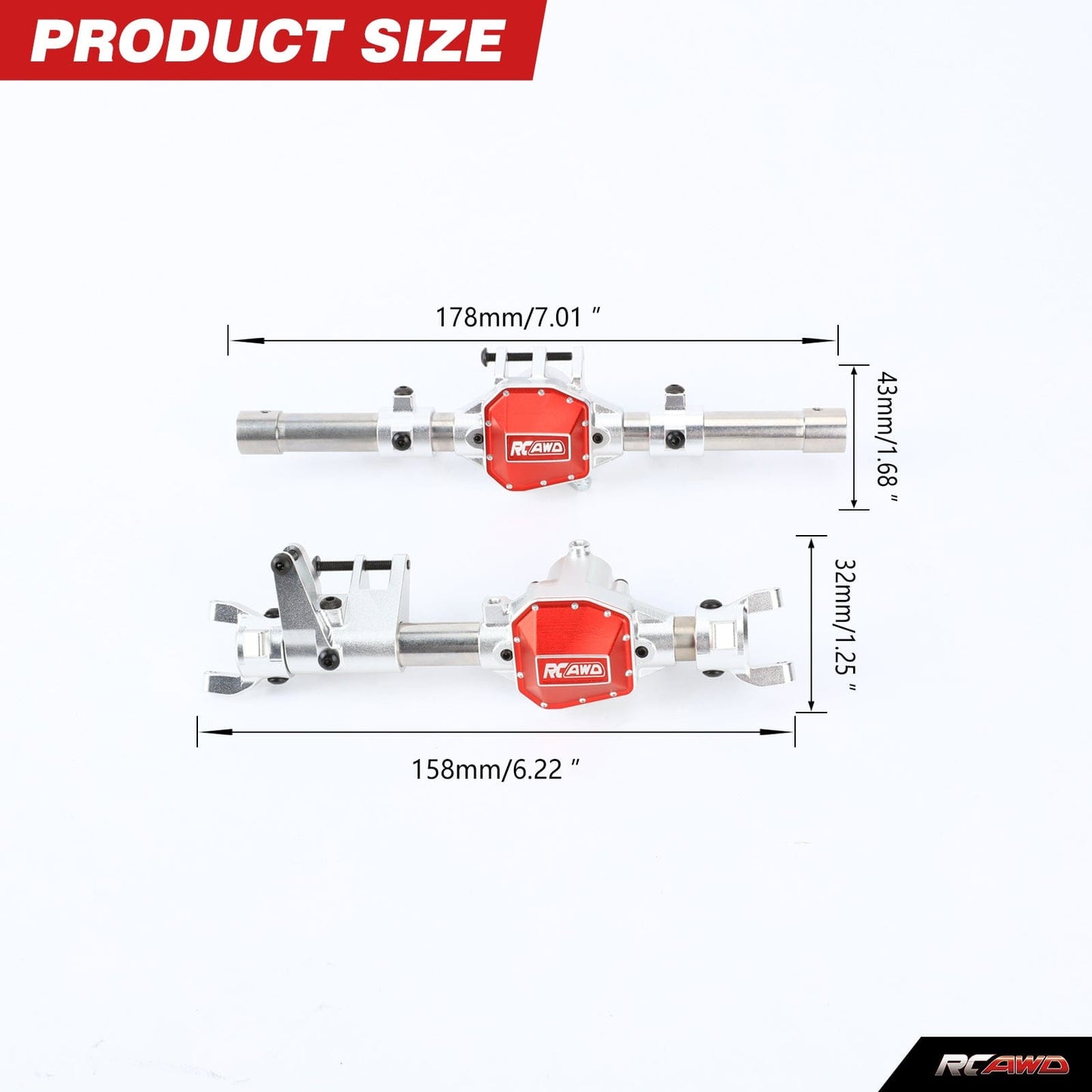 RCAWD Axial SCX10 Pro Aluminum Portal Axle Housing Set - RCAWD