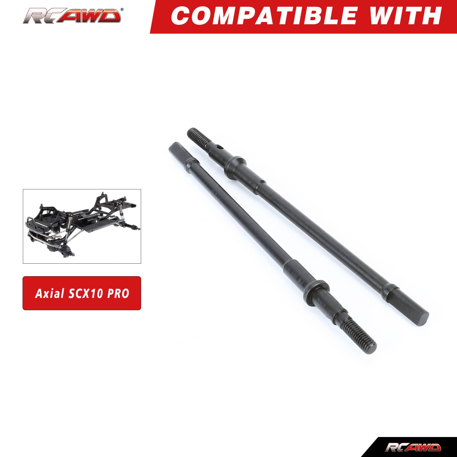 RCAWD AXIAL SCX10 PRO RCAWD SCX10 PRO 107MM Steel Rear Drive Shaft Straight Axle Set