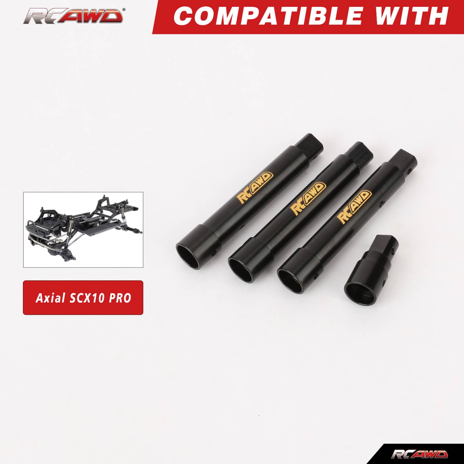 RCAWD AXIAL SCX10 RCAWD SCX10 Brass Front Rear Axle Tube Set For Axial 1/10 SCX10 PRO Upgrade Parts