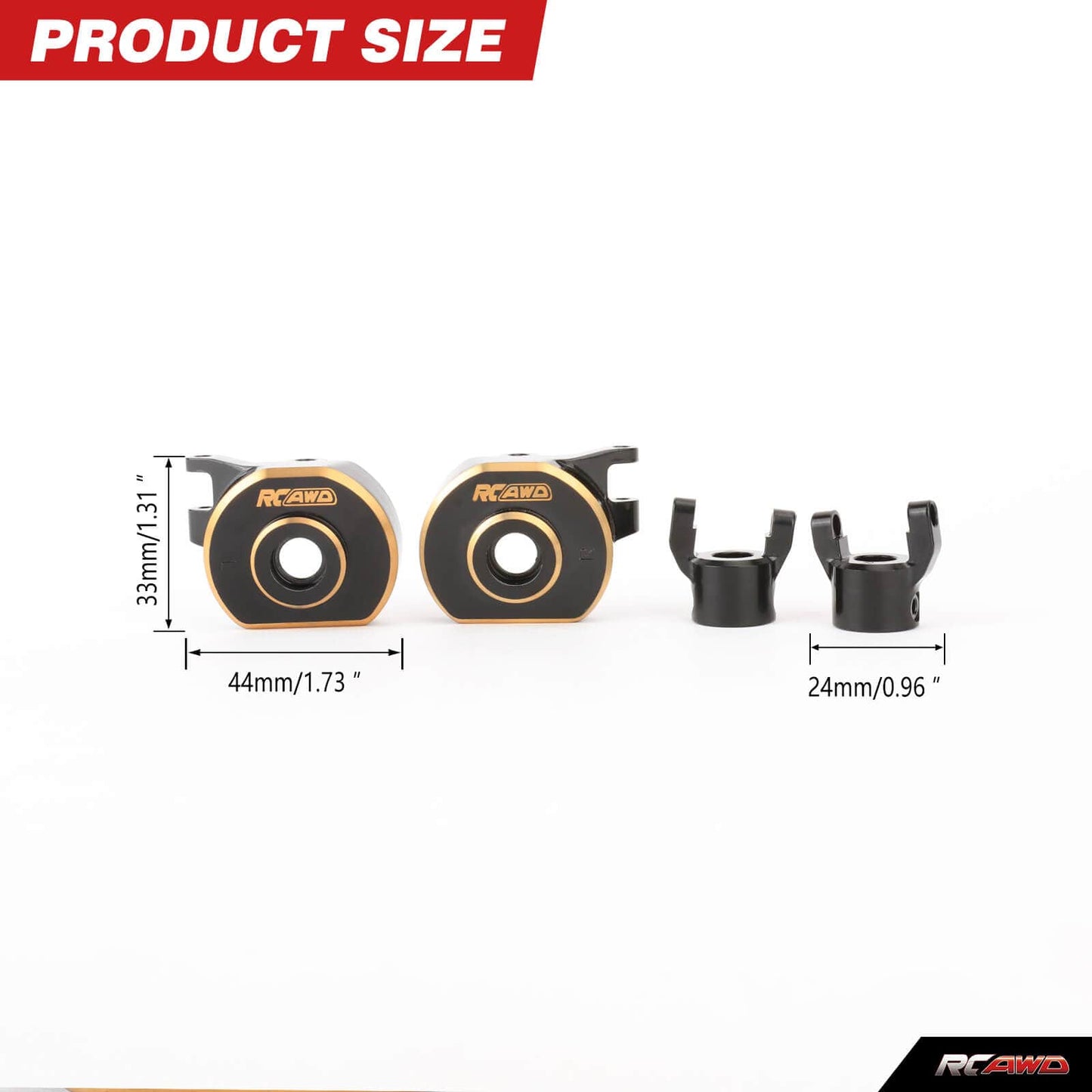 RCAWD AXIAL SCX10 Steering knuckle C-Hubs Carrier Set RCAWD SCX10 PRO Front Rear Brass Steering knuckle C-Hubs Carrier Set